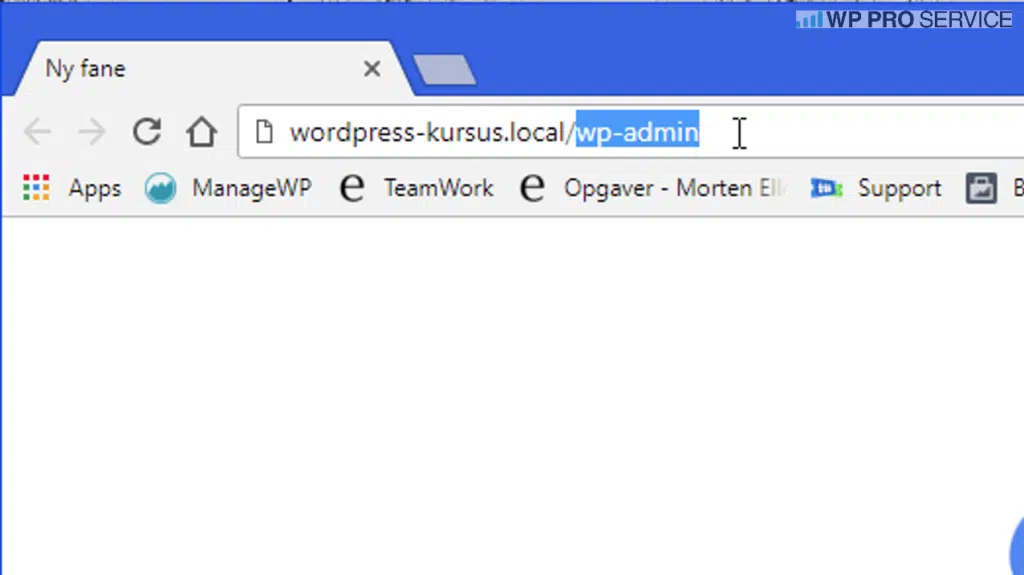 Wordpress login adresse i browsers adressefelt